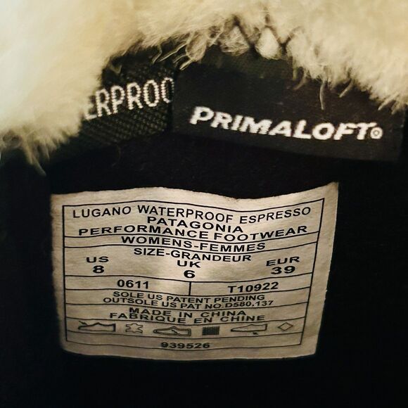 Patagonia Lugano Boots Size 8 Espresso Brown Waterproof Polartec Suede Sherpa - Picture 4 of 11